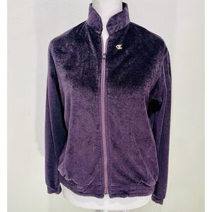 Oleg Cassini for Sare Moda velour sweater VTG purple full zip women's  M